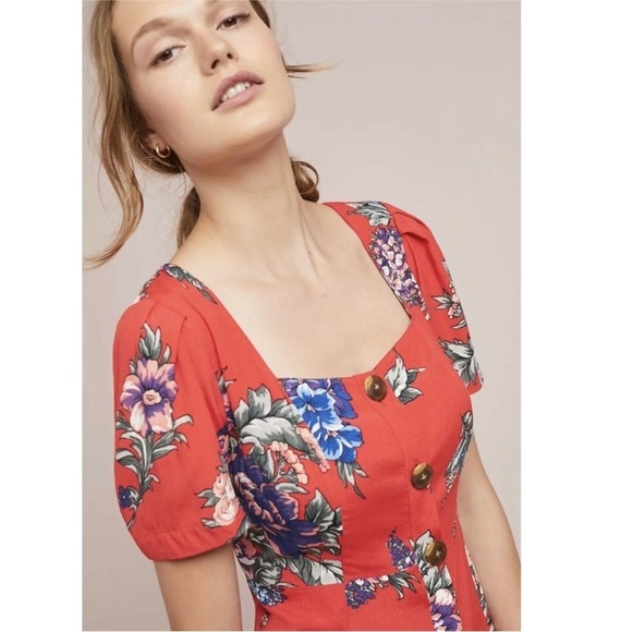 Anthropologie Maeve Caldwell floral Buttondown Dress. Size 12 - Picture 3 of 15